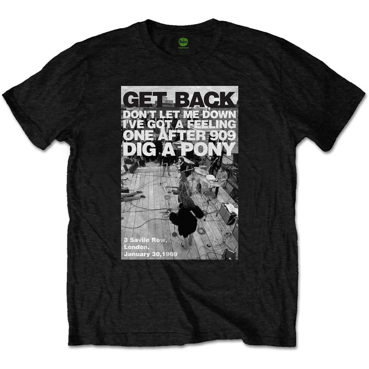 The Beatles Unisex T-Shirt Rooftop Shot Black