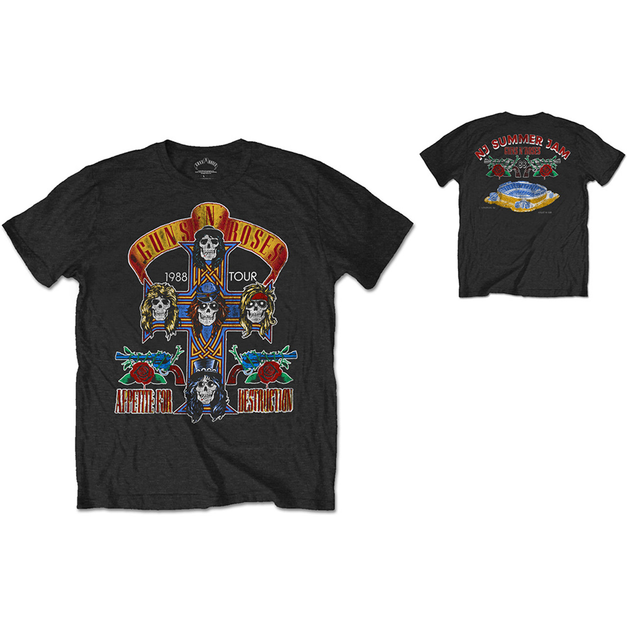 Guns N Roses Unisex T-Shirt NJ Summer Jam 1988 (Back Print)