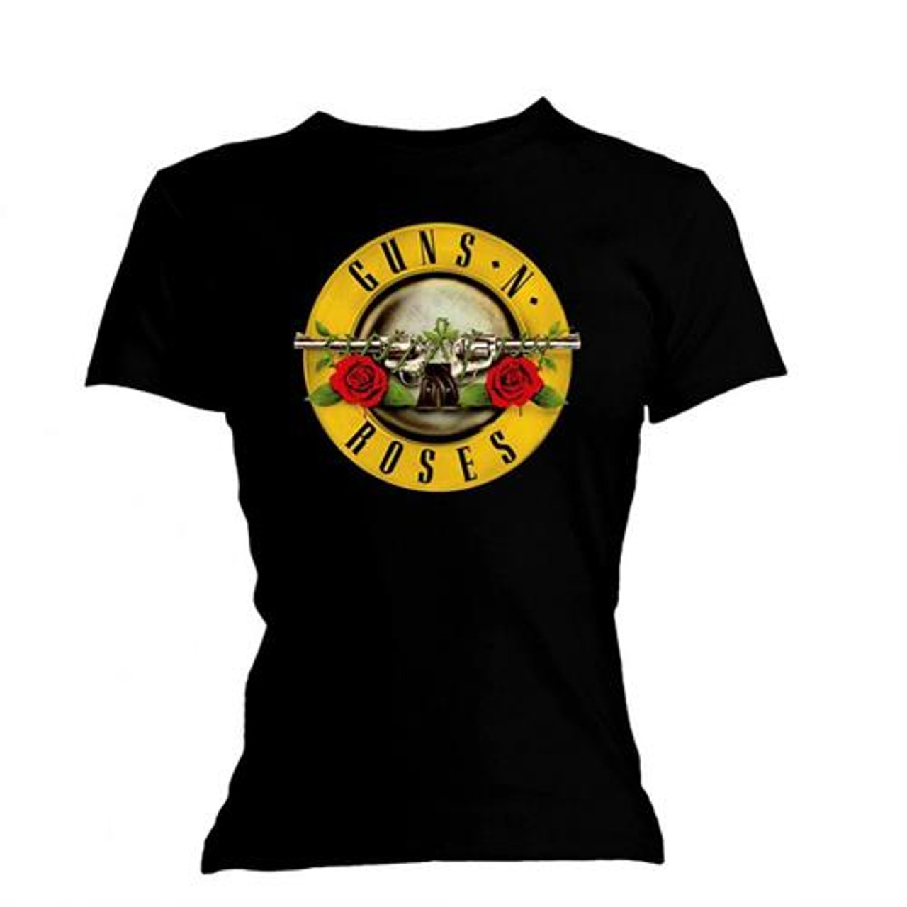 Guns N Roses Women's T-Shirt Classic Bullet Logo (Skinny Fit) Black