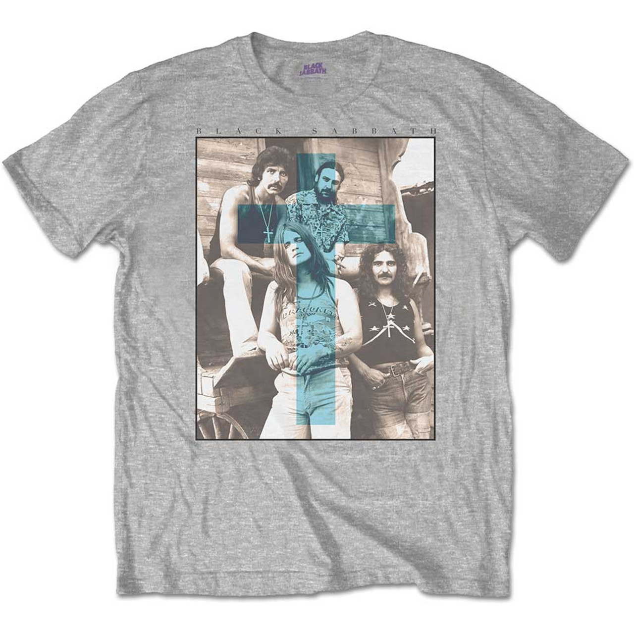 Black Sabbath Unisex T-Shirt Blue Cross