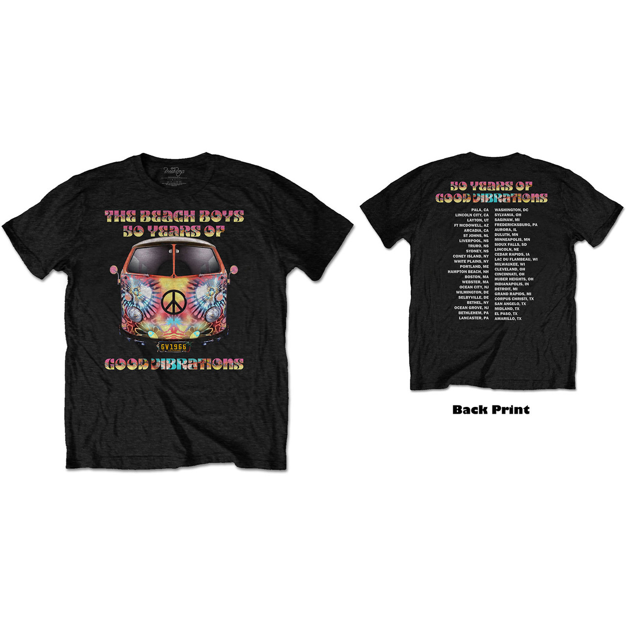 The Beach Boys Unisex T-Shirt Good Vibes Tour (Back Print)
