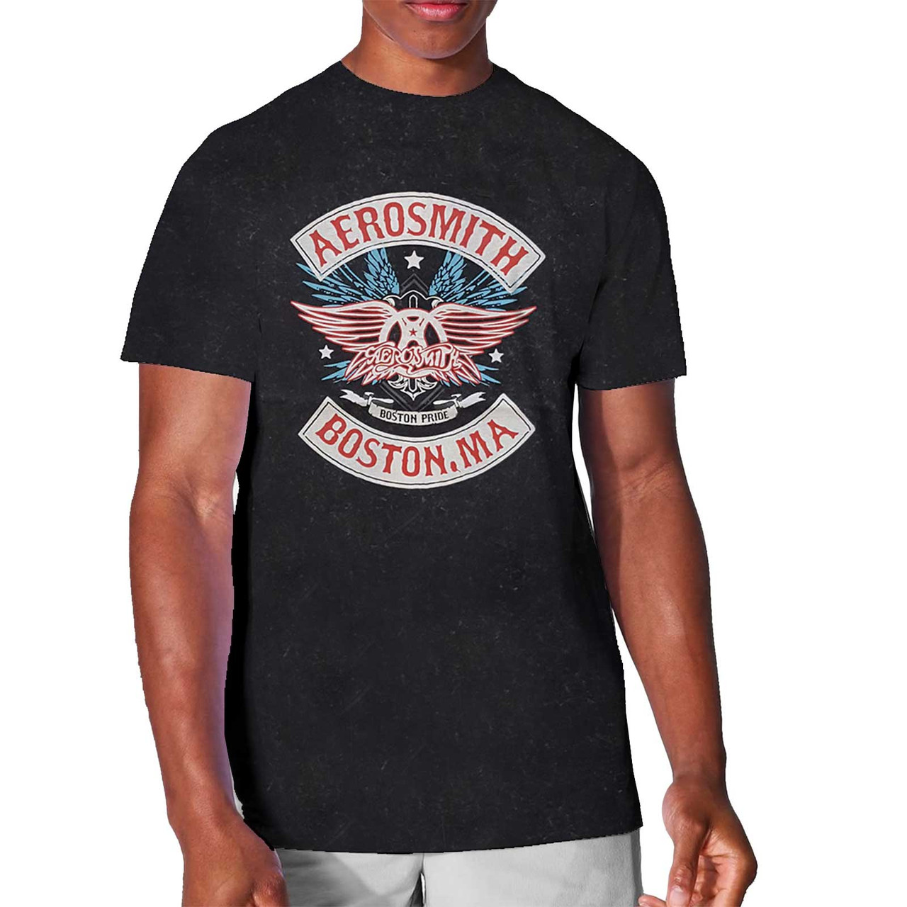 Aerosmith Unisex T-Shirt Boston Pride (Wash Collection) Black