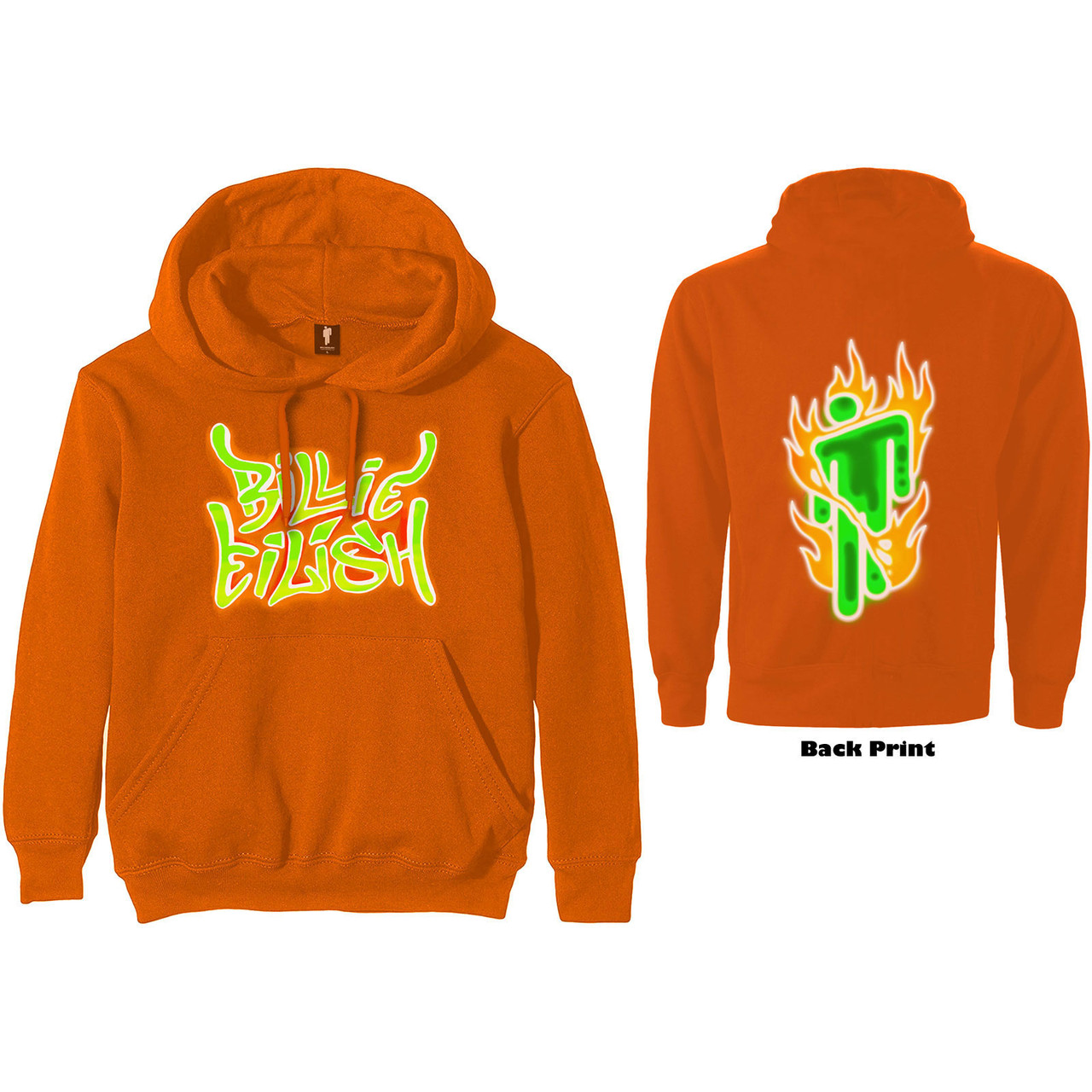 Billie Eilish Unisex Pullover Hoodie Sweatshirt Airbrush Flames