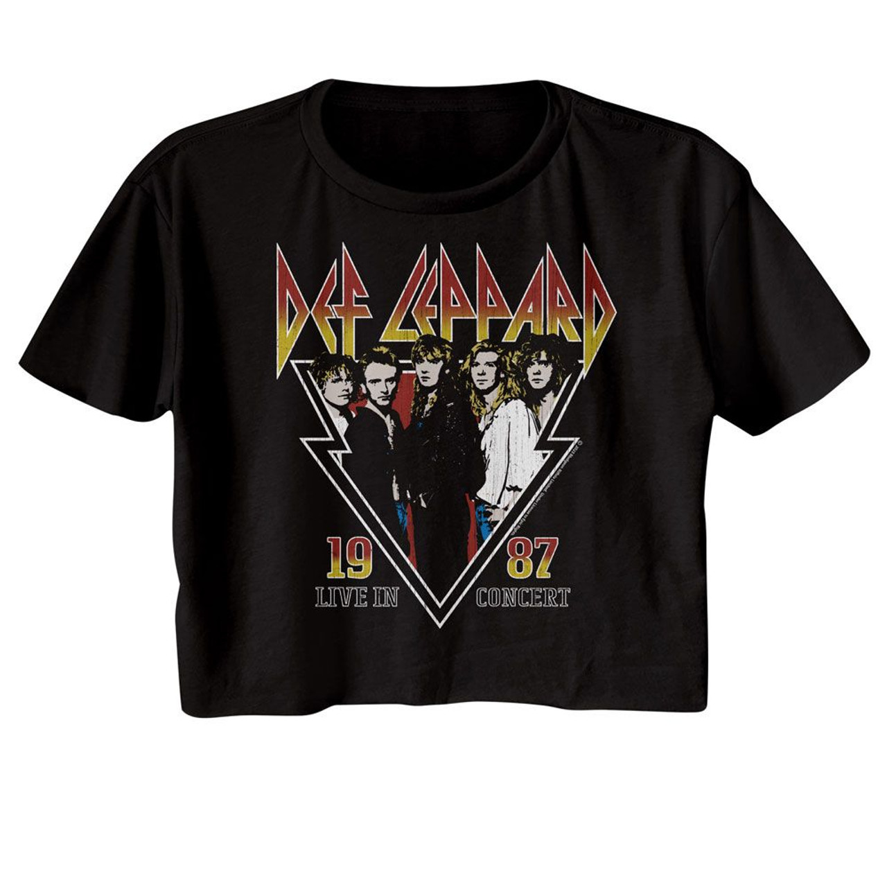 Def Leppard 1987 Live In Concert Black Women's Festival Cali Crop T-Shirt