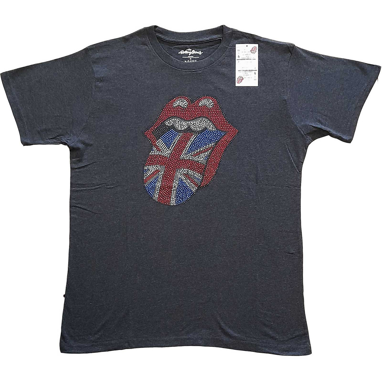 The Rolling Stones Unisex Embellished T-Shirt Classic UK Charcoal