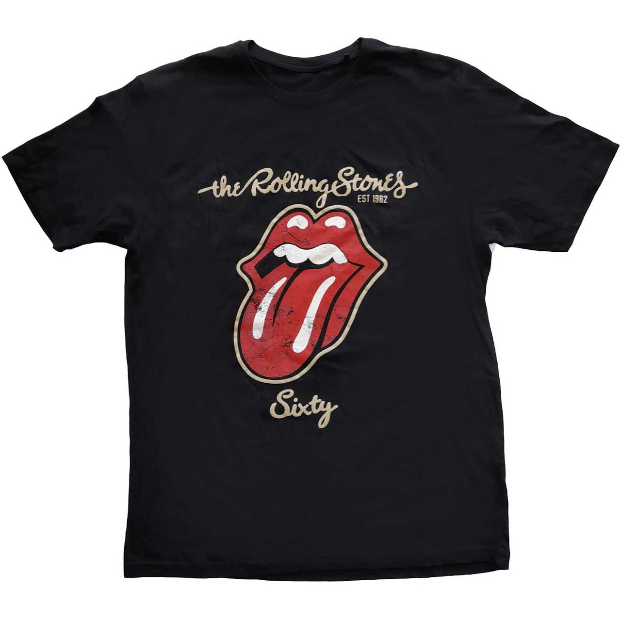 The Rolling Stones Unisex T-Shirt Sixty Plastered Tongue (Suede Applique)