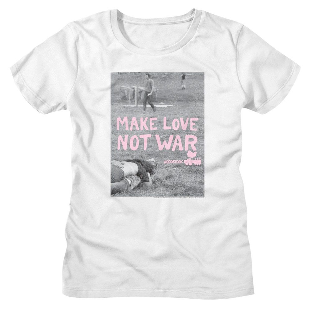 Woodstock Make Love Not War Poster White Women's T-Shirt