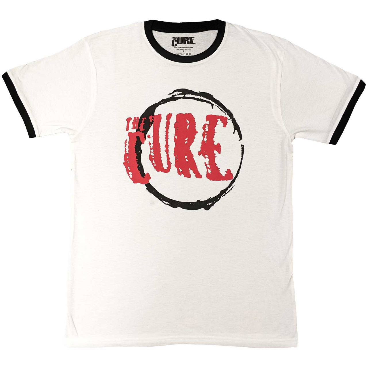 The Cure Band Logo Ringer T-Shirt - Offizielles Fan Shirt In Navy Blau