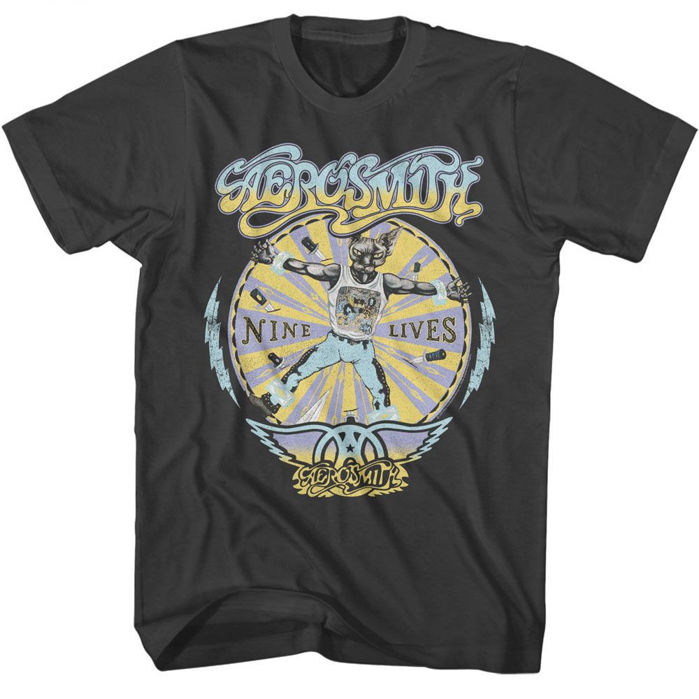 Aerosmith Nine Lives Recolor Smoke Adult T-Shirt