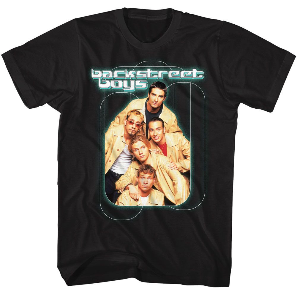 Backstreet Boys Loops W Teal Glow Black Adult T-Shirt