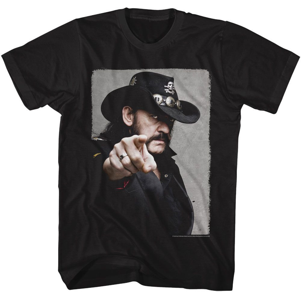 Motorhead Lemmy Pointing Black Adult T-Shirt