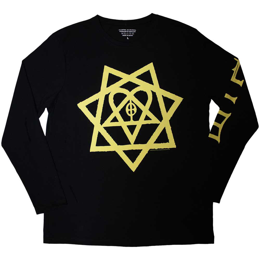HIM Unisex Long Sleeve T-Shirt Heartagram Honeycomb (Sleeve Print)