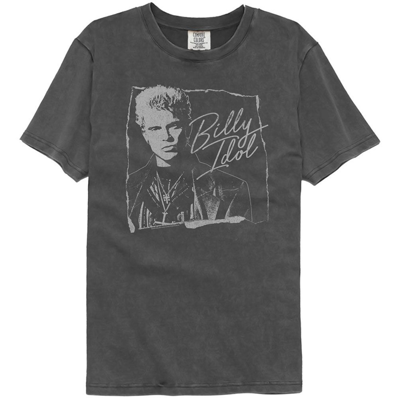 Billy Idol Torn and Cursive Washed Black T-Shirt