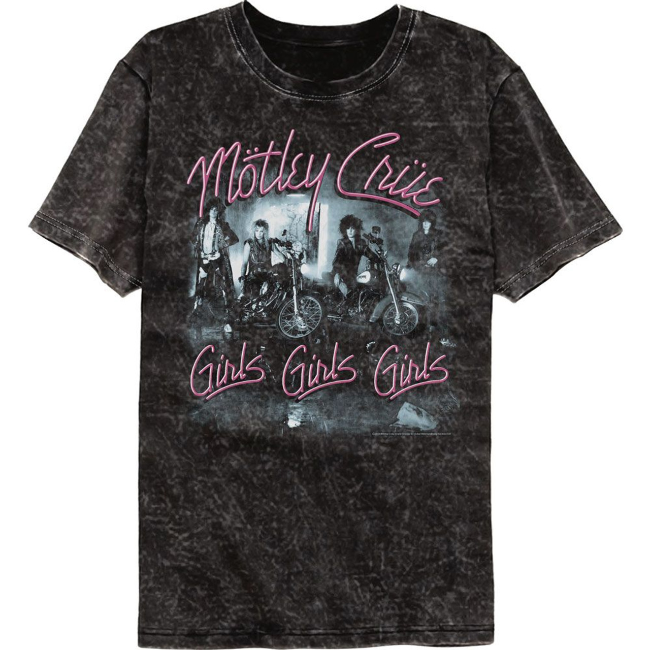 Motley Crue Girls Girls Girls Mineral Wash Black T-Shirt