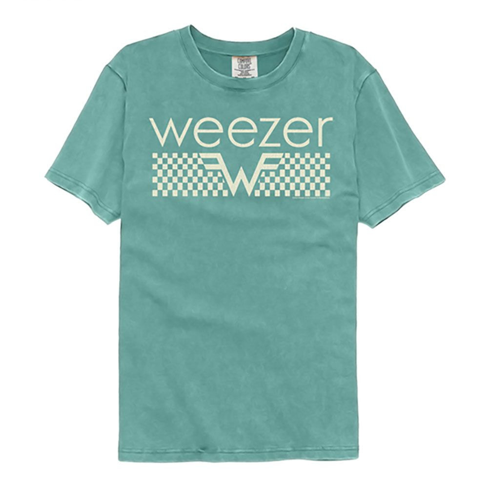 Weezer Off White Checkers Seafoam Comfort Color T-Shirt