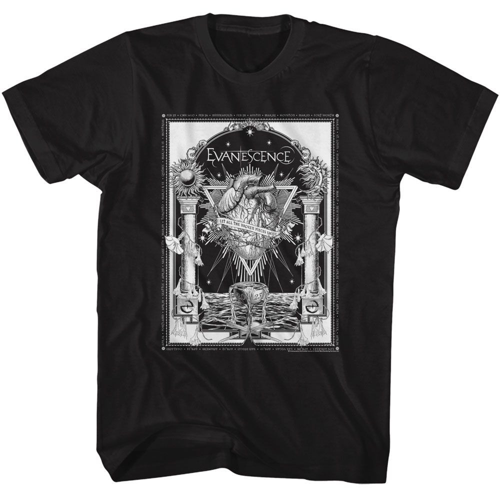 Evanescence Broken Pieces Heart Black T-Shirt