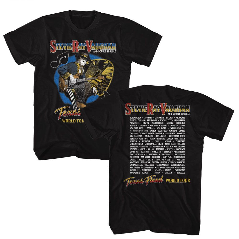 Stevie Ray Vaughan Texas Flood World Tour Black T-Shirt