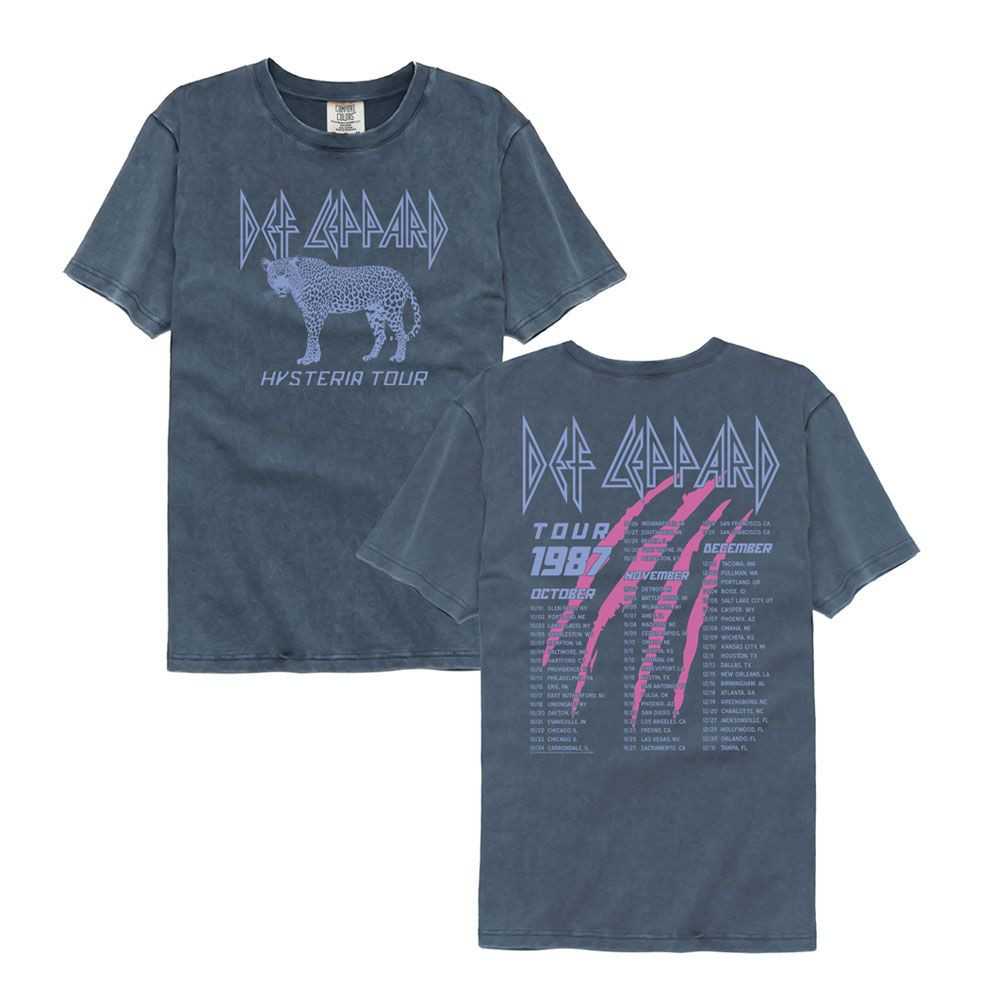 Def Leppard Hysteria Tour 1987 F B Denim Comfort Colors T-Shirt