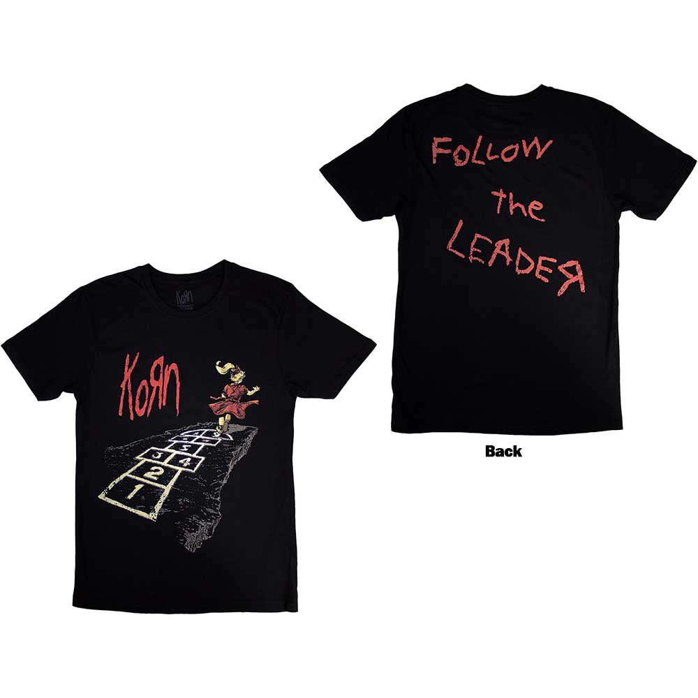 Korn Unisex T-Shirt Follow The Leader Hopscotch (Back Print) Black