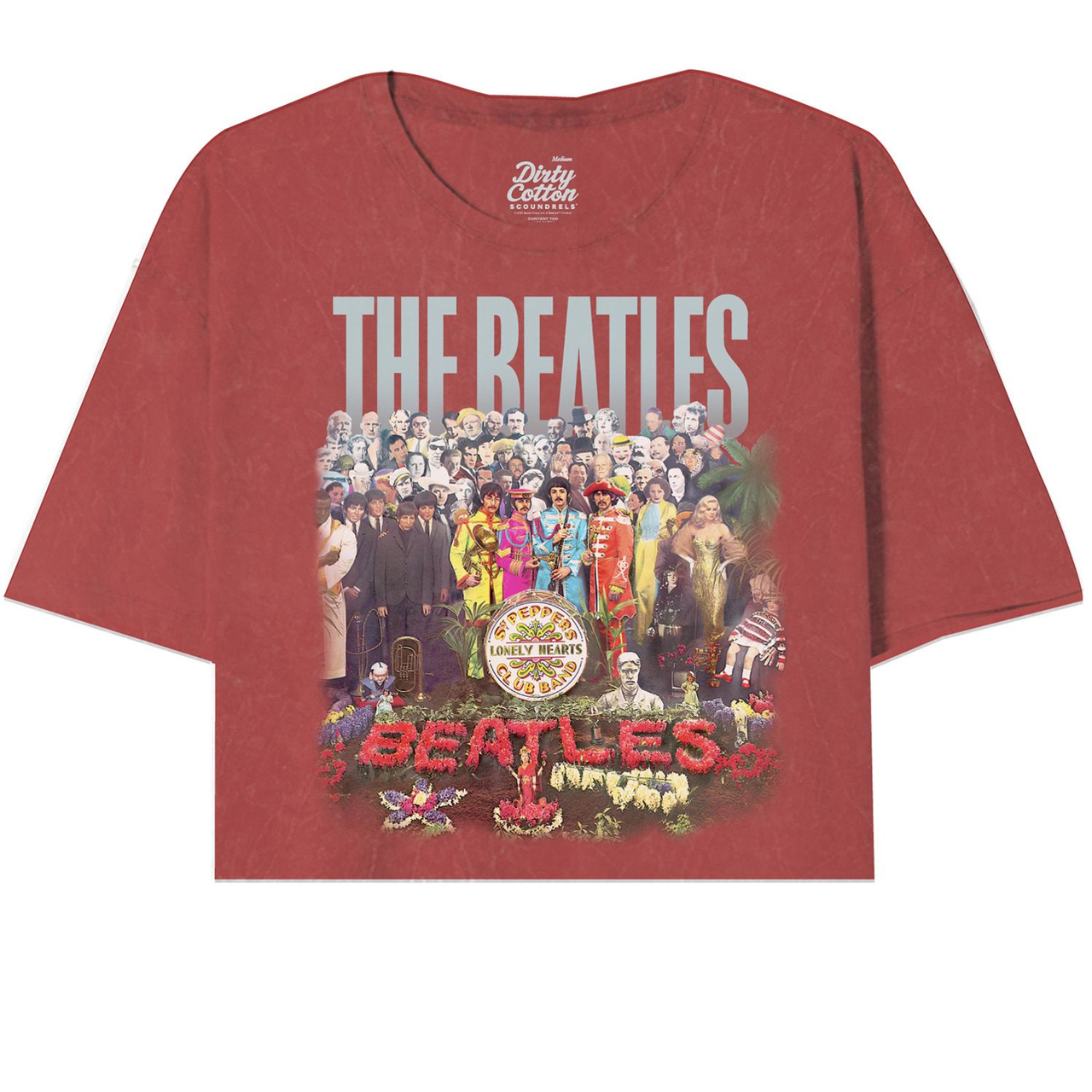 The Beatles Lonely Hearts Floral Oversize Women's Crop T-Shirt