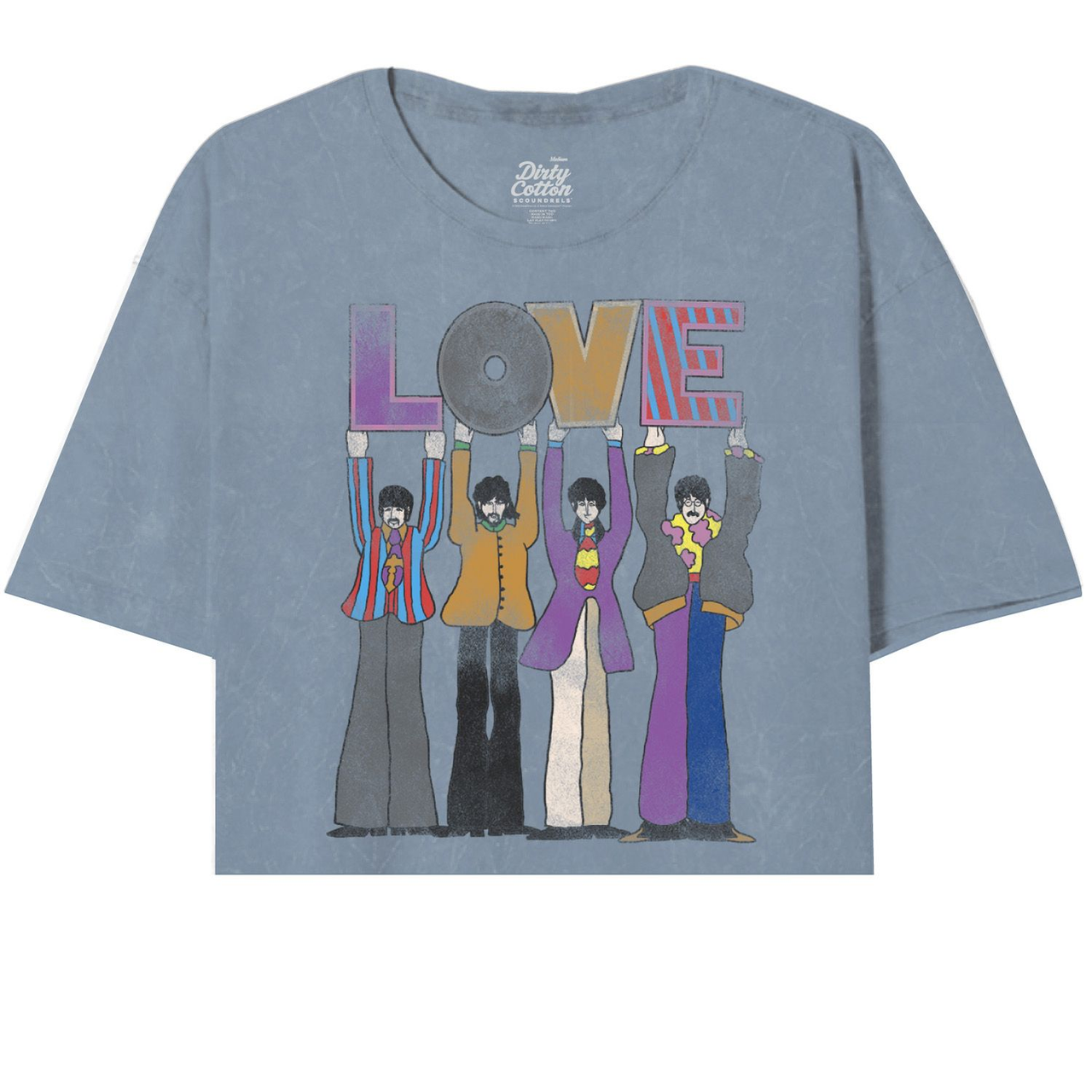 Yellow Submarine By The Beatles Loved Spelled Out Oversize Women's Crop T-Shirt