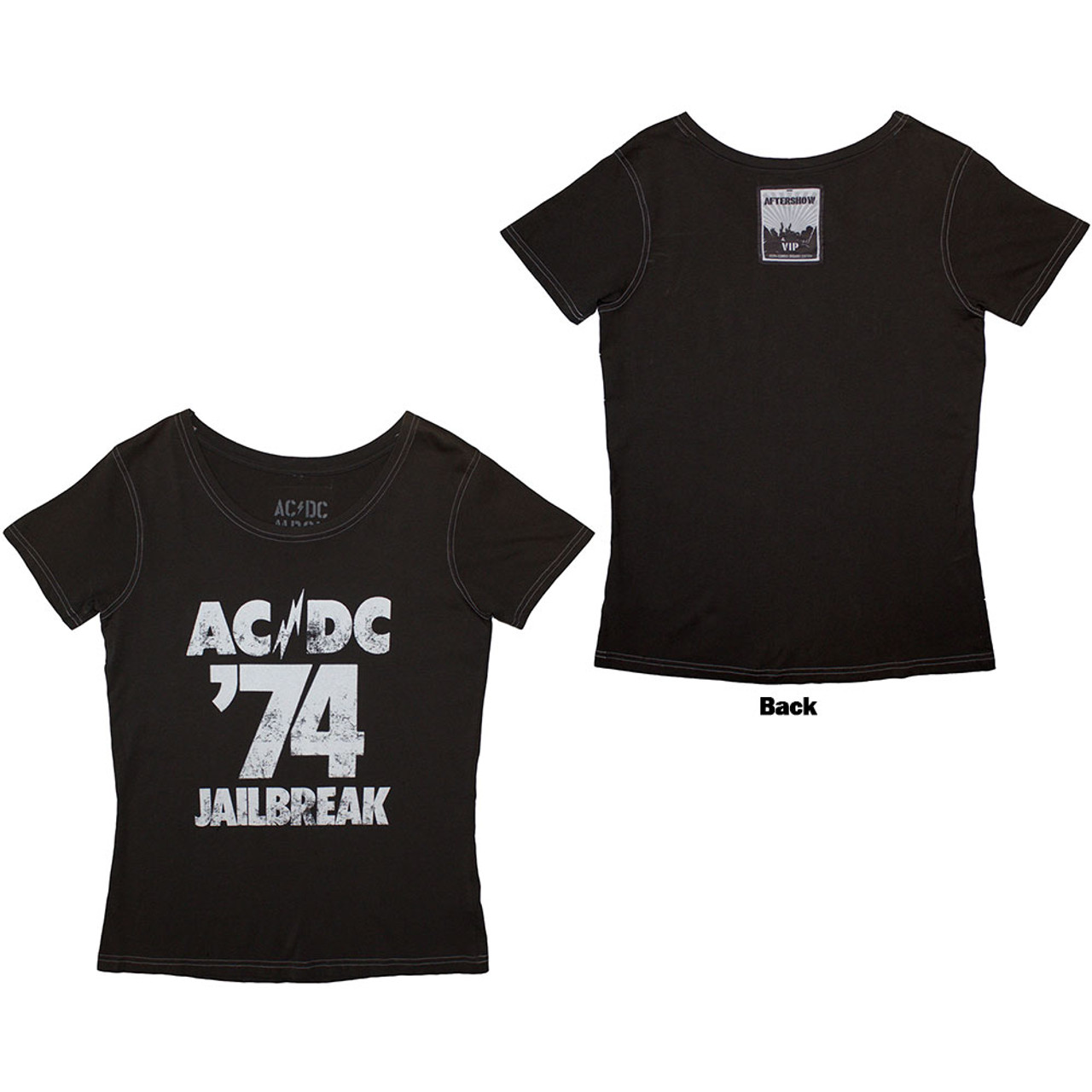 AC/DC Unisex T-Shirt 74 Jailbreak (Back Print & Ex-Tour) Grey