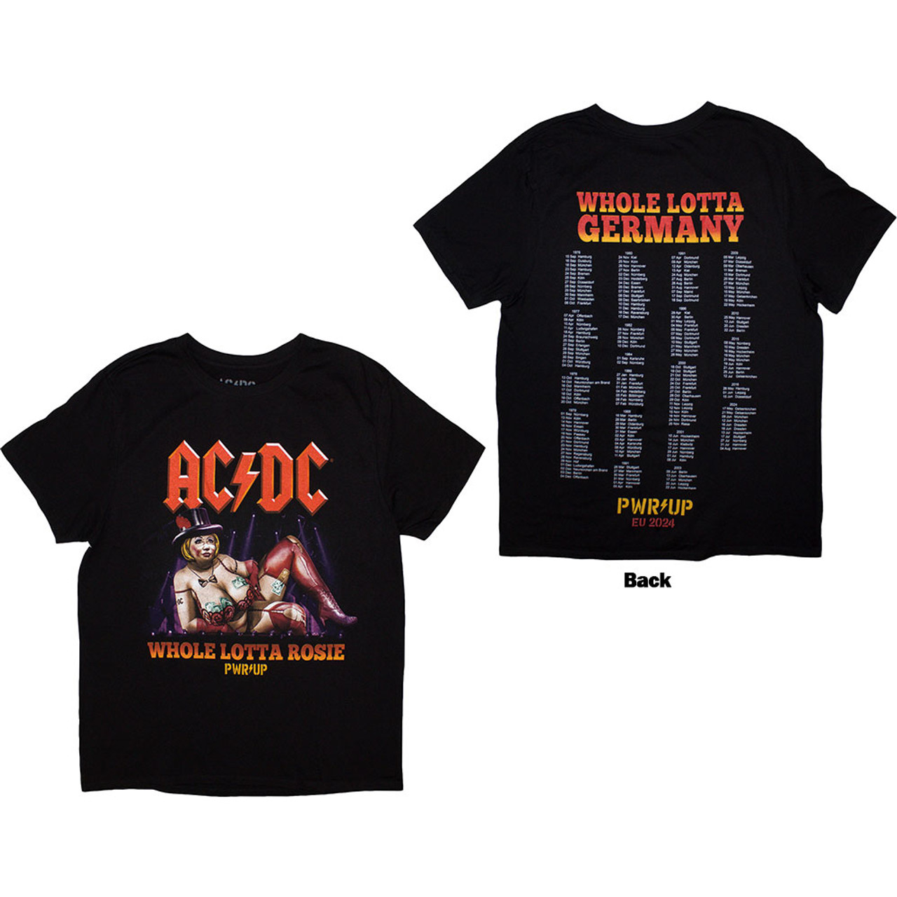 AC/DC Unisex T-Shirt Whole Lotta Germany PWR-UP EU Tour '24 (Back Print & Ex-Tour)