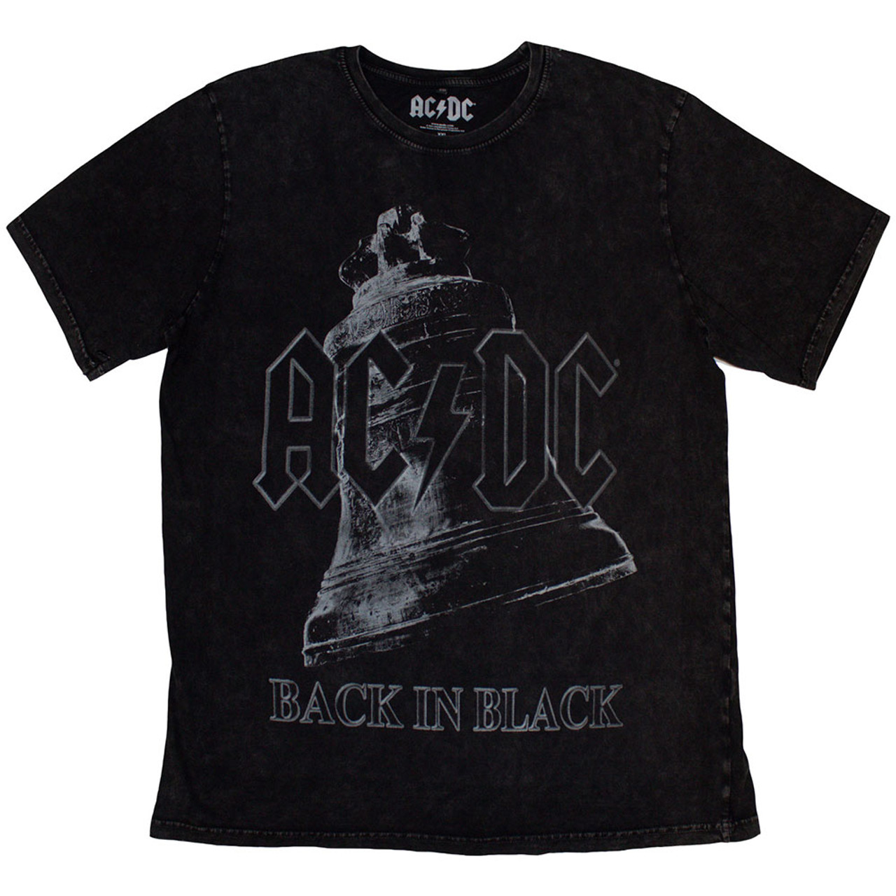 AC/DC Unisex Stone Wash T-Shirt Back In Black Bell (Black)
