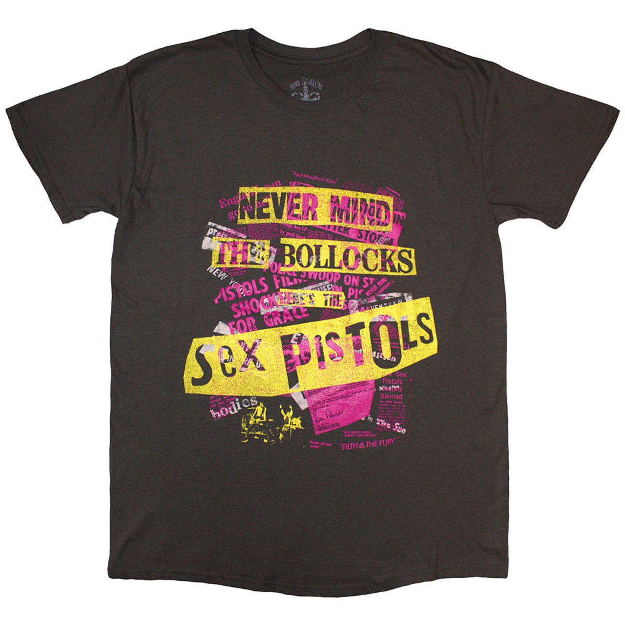 Sex Pistols Unisex T-Shirt NMTB Text Overlay (Charcoal Grey)