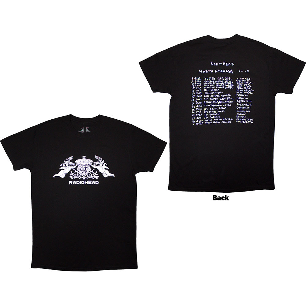 Radiohead Unisex Organic T-Shirt Bearhead Crest (Black) (Back Print)