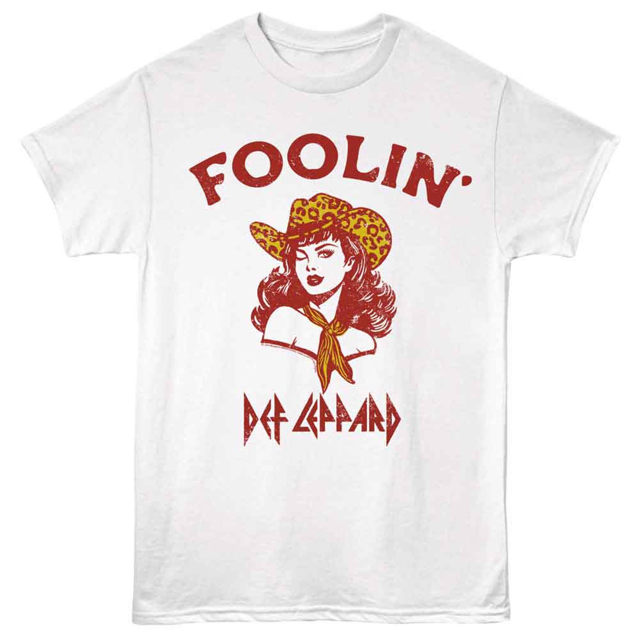 Def Leppard Foolin Cowgirl White T-Shirt