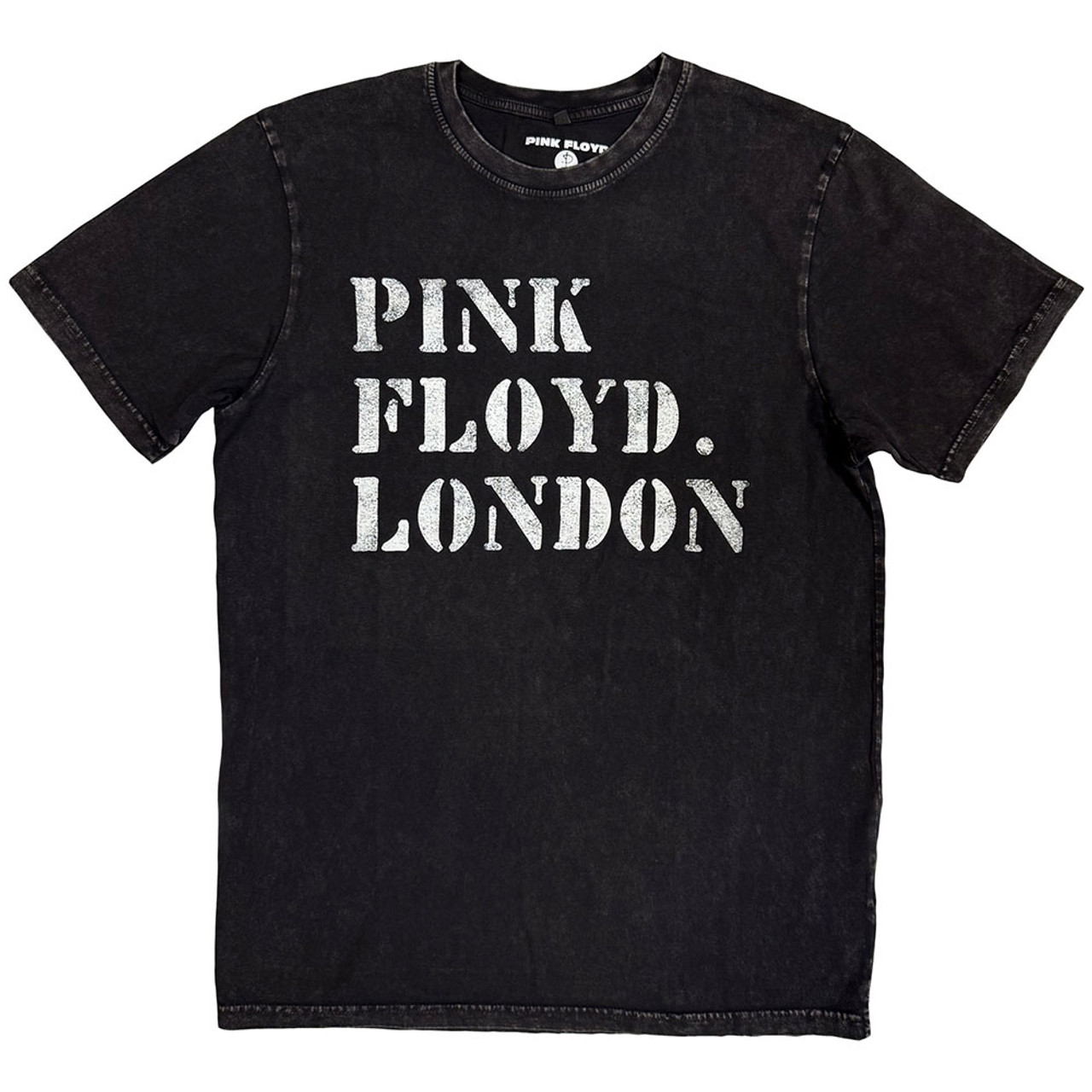 Pink Floyd Unisex Stone Wash T-Shirt Stencil Logo (Black)