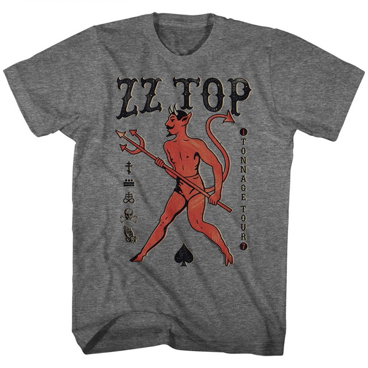 ZZ Top Tonnage Tour Graphite Heather Adult T-Shirt