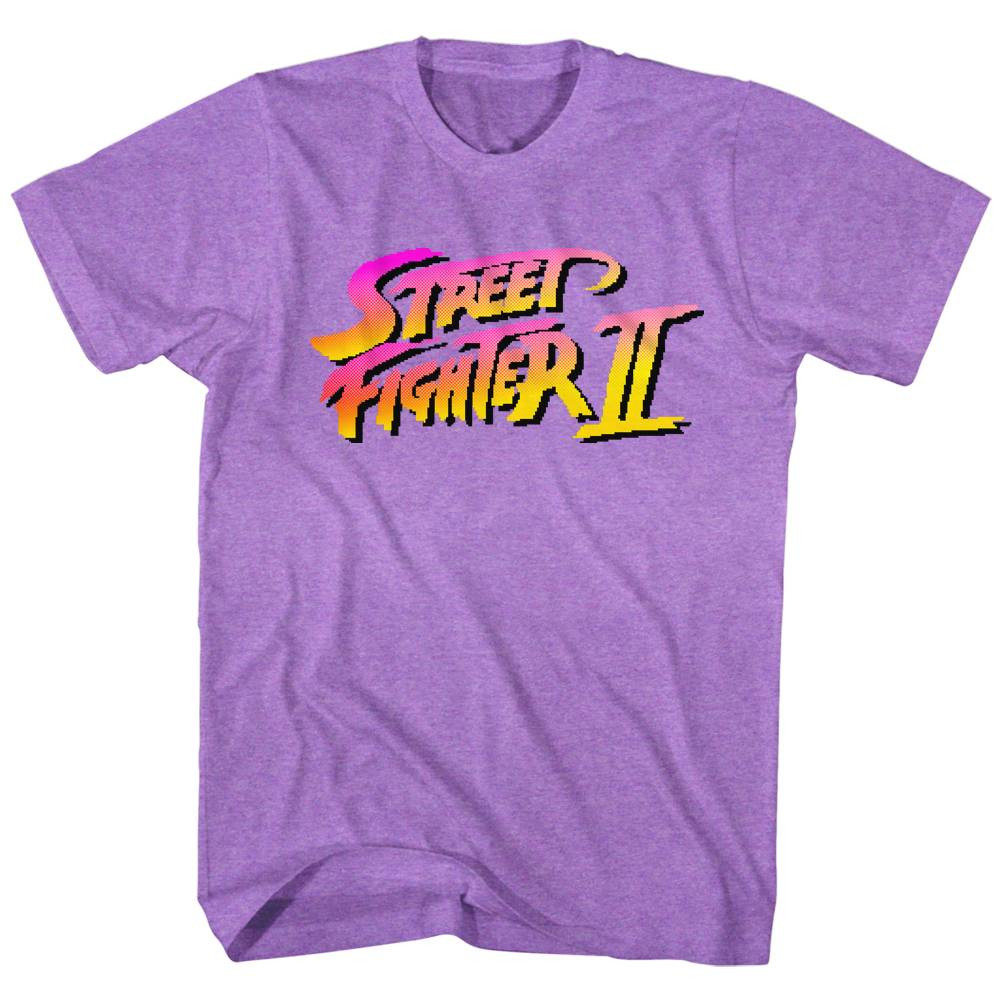 Street Fighter Pixel Fighter Neon Purple Heather Adult T-Shirt