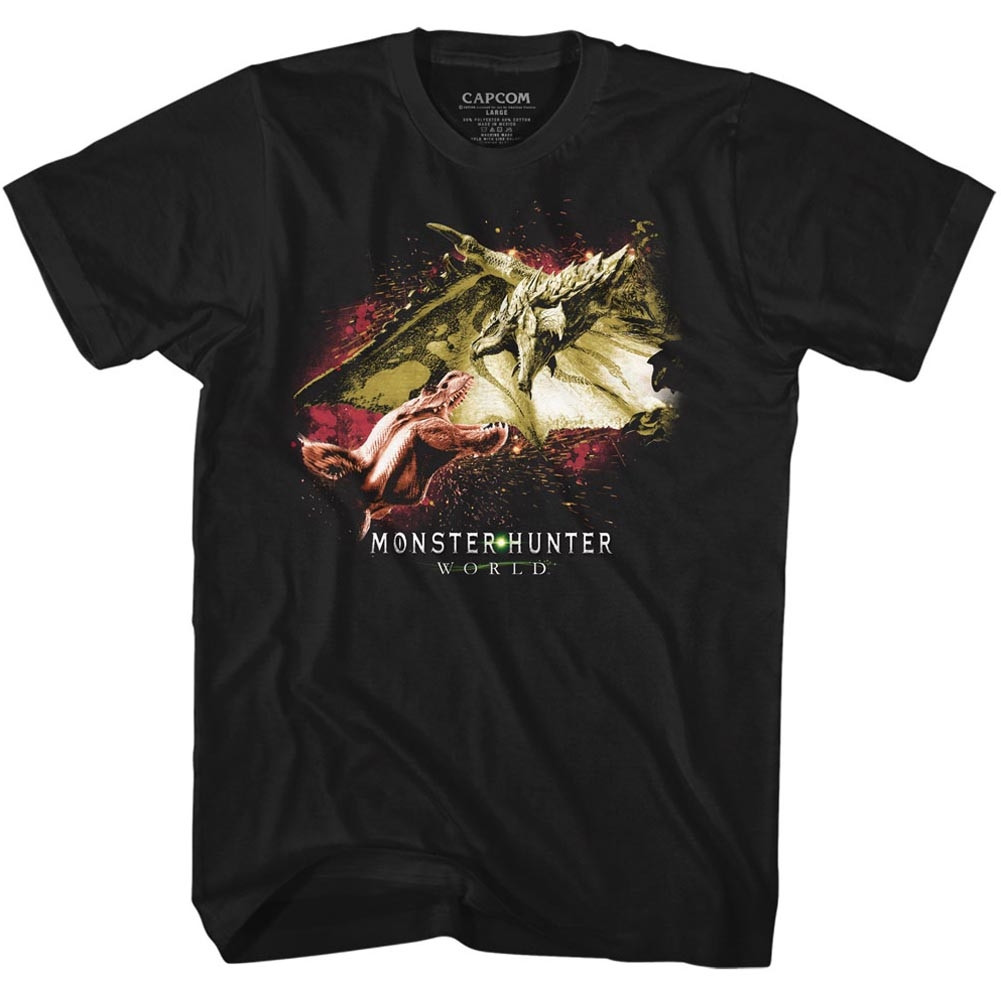 Monster Hunter Face Off Black Adult T-Shirt