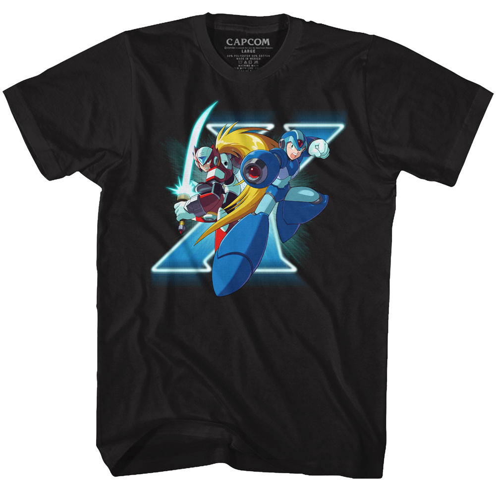 Mega Man X And Zero Black Adult T-Shirt
