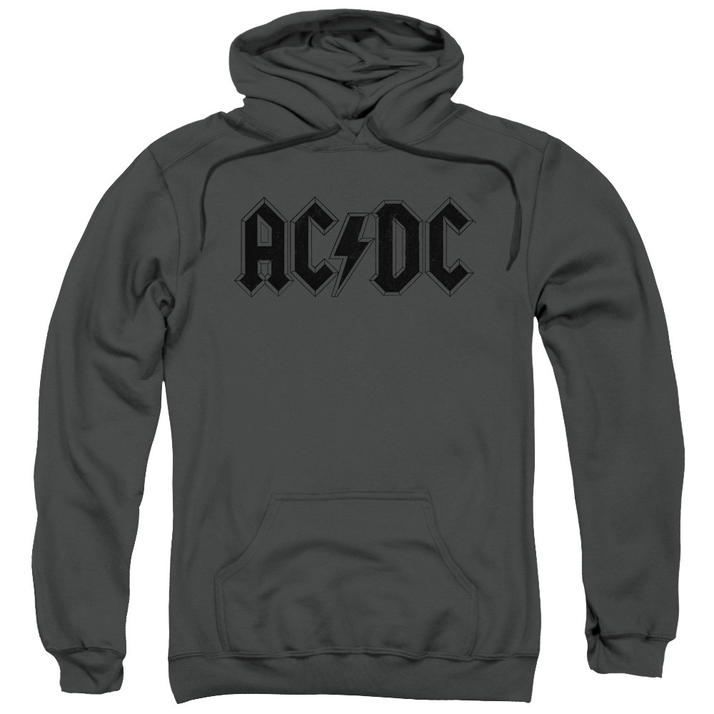 AC/DC Worn Logo Adult Pullover Hoodie Sweatshirt Charcoal