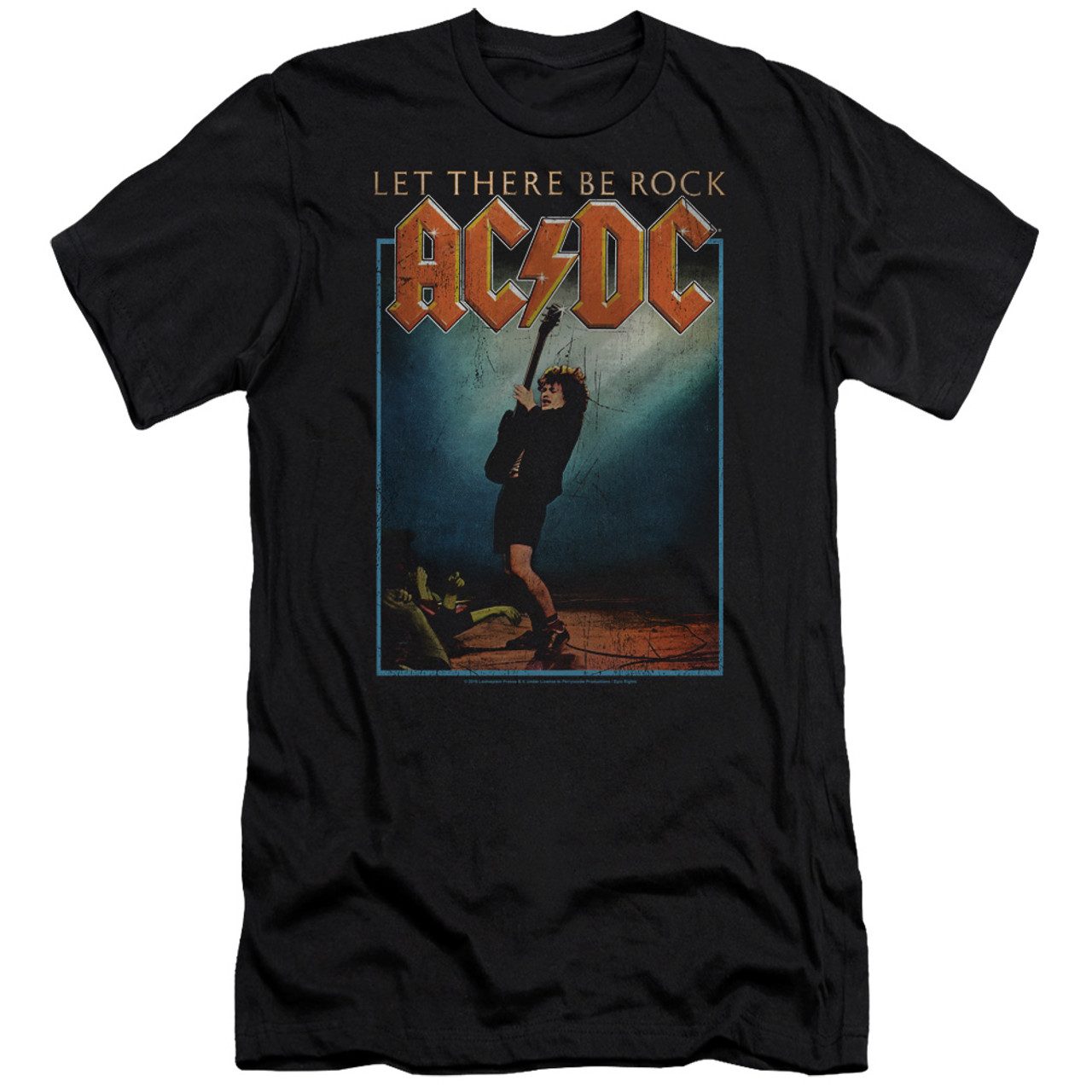 AC/DC Let There Be Rock Premuim Canvas Adult Slim Fit T-Shirt Black
