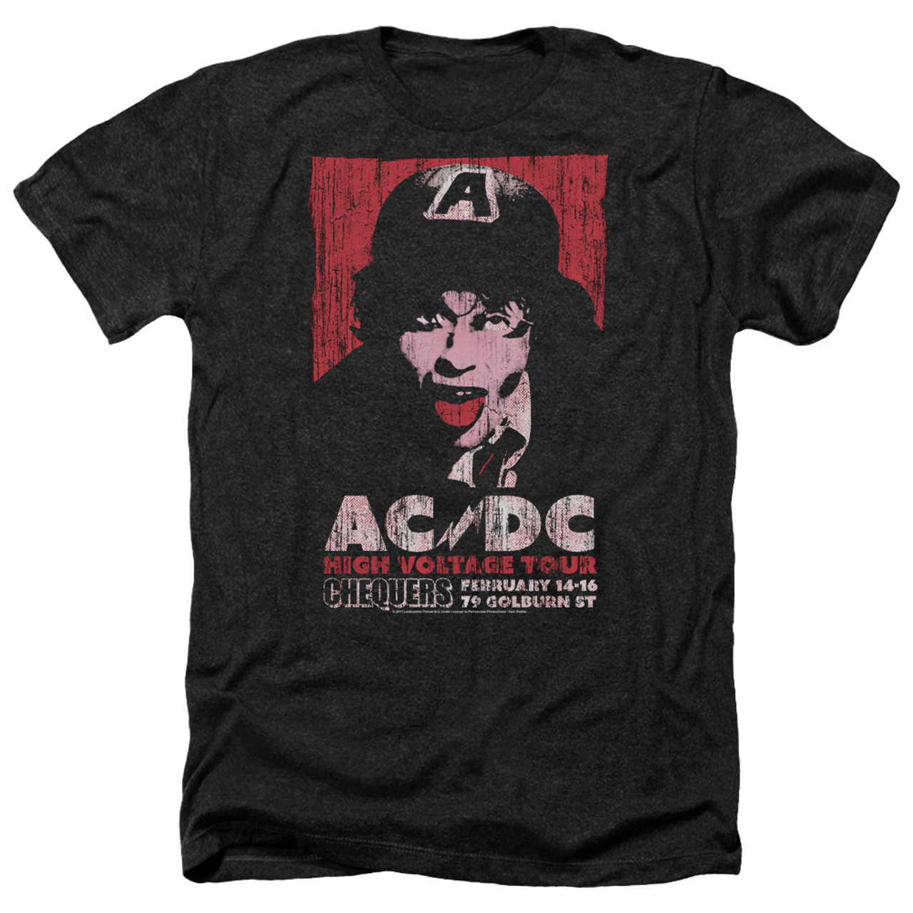 AC/DC High Voltage Live 1975 Adult Heather T-Shirt Black