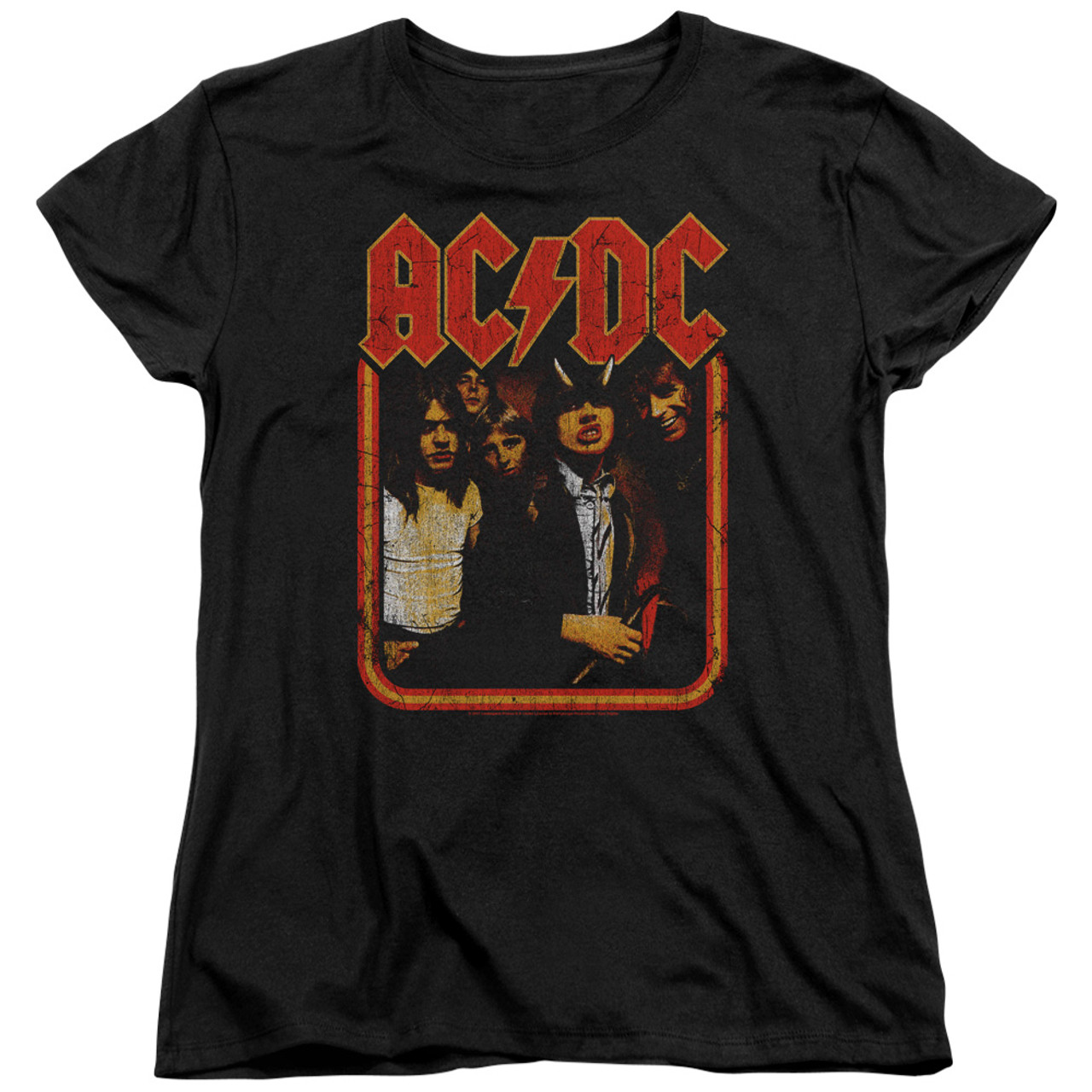 AC/DC Group Distressed Women's T-Shirt Black