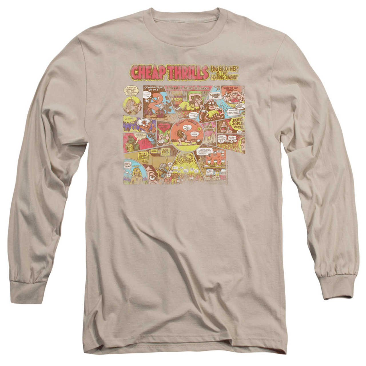 Big Brother and the Holding Company Cheap Thrills Adult Long Sleeve T-Shirt Sand