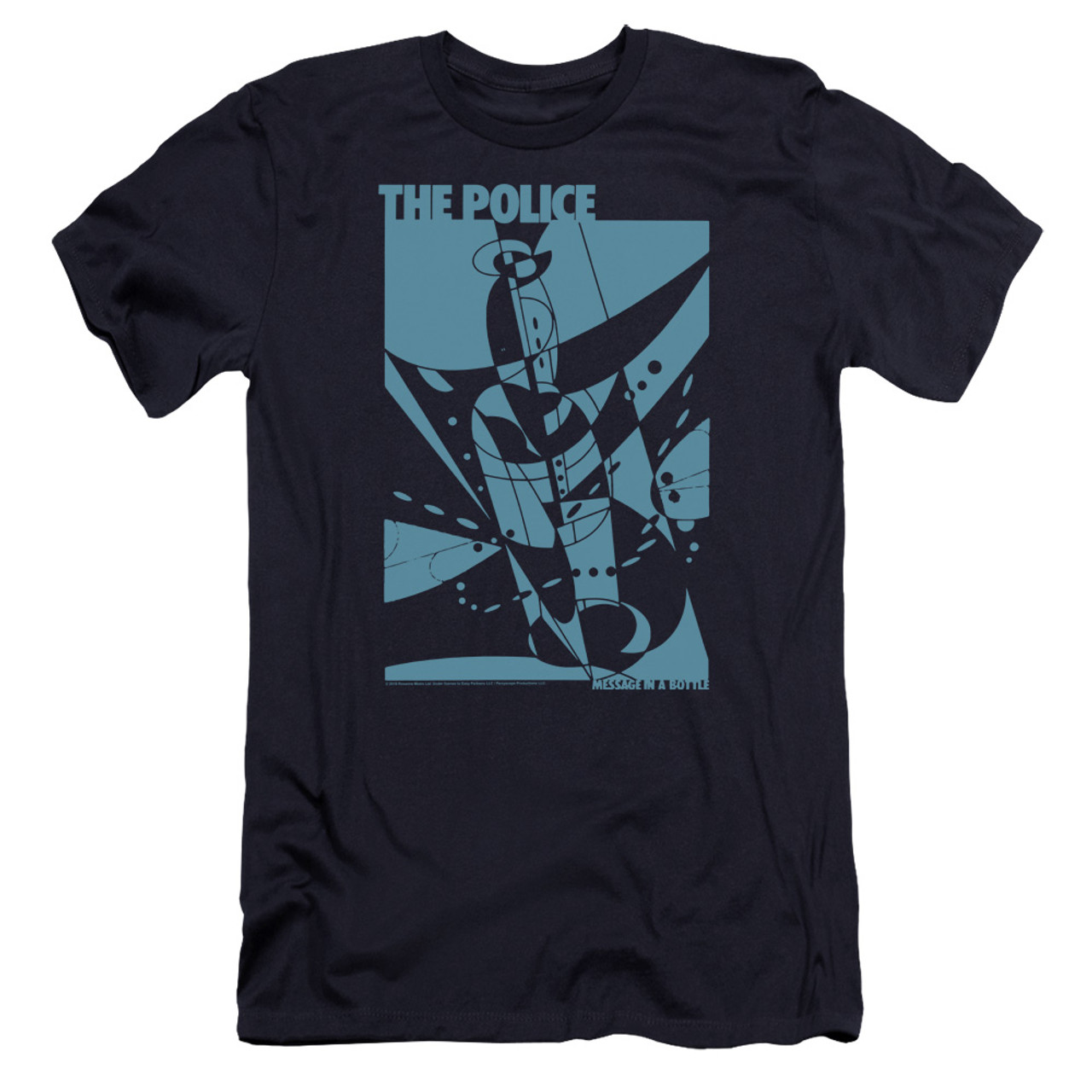 The Police Message In A Bottle Premium S/S Adult 30/1 T-Shirt Navy