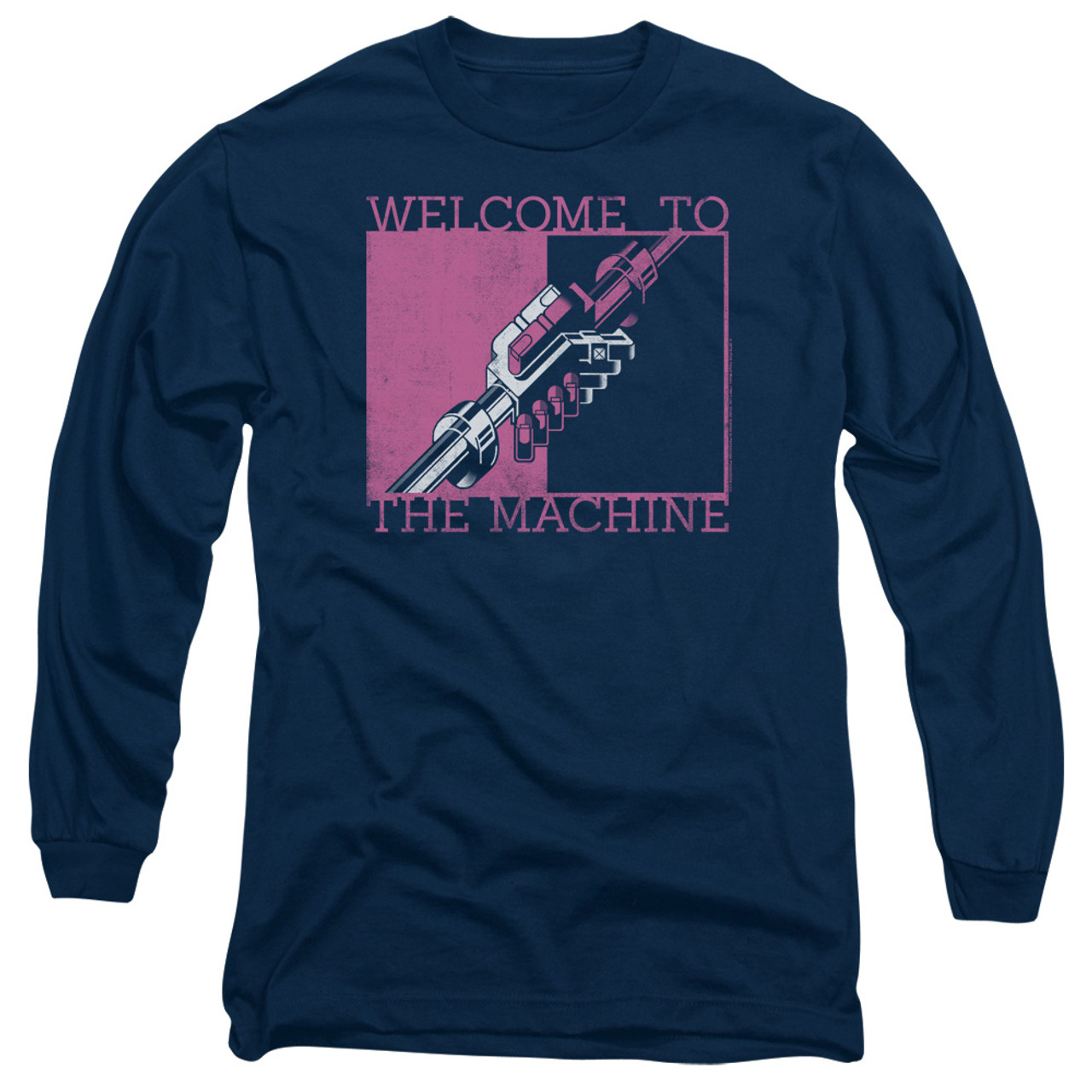 Pink Floyd Welcome To The Machine Adult Long Sleeve T-Shirt Navy