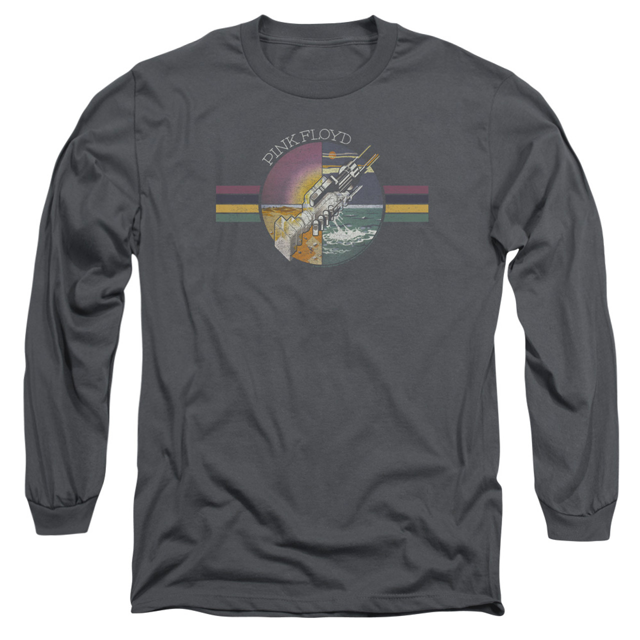 Pink Floyd Welcome To The Machine Adult Long Sleeve T-Shirt Charcoal