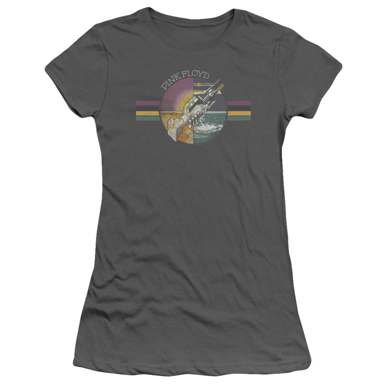 Pink Floyd Welcome To The Machine Junior Women's Sheer T-Shirt Charcoal