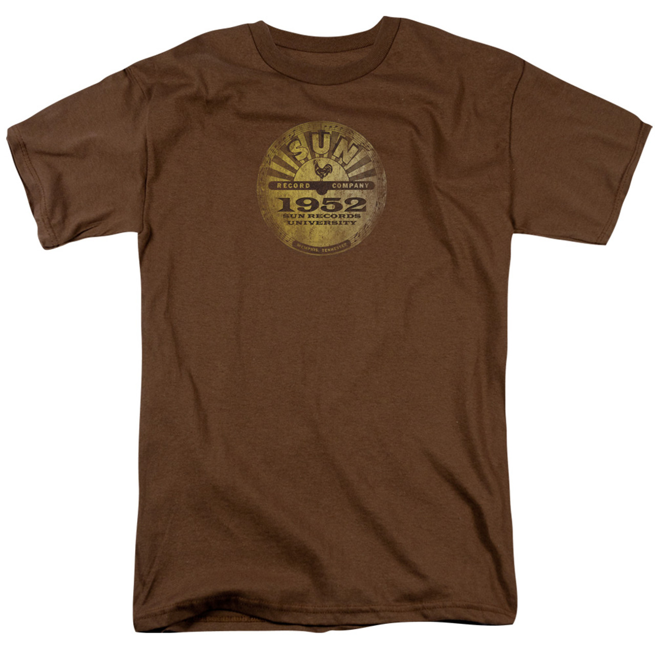 Sun Records Sun University Distressed S/S Adult 18/1 T-Shirt Coffee