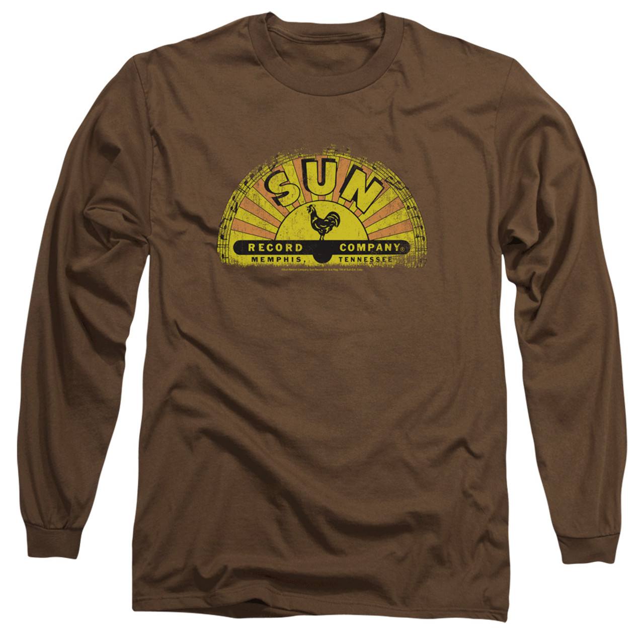 Sun Records Vintage Logo Long Sleeve Adult 18/1 T-Shirt Coffee
