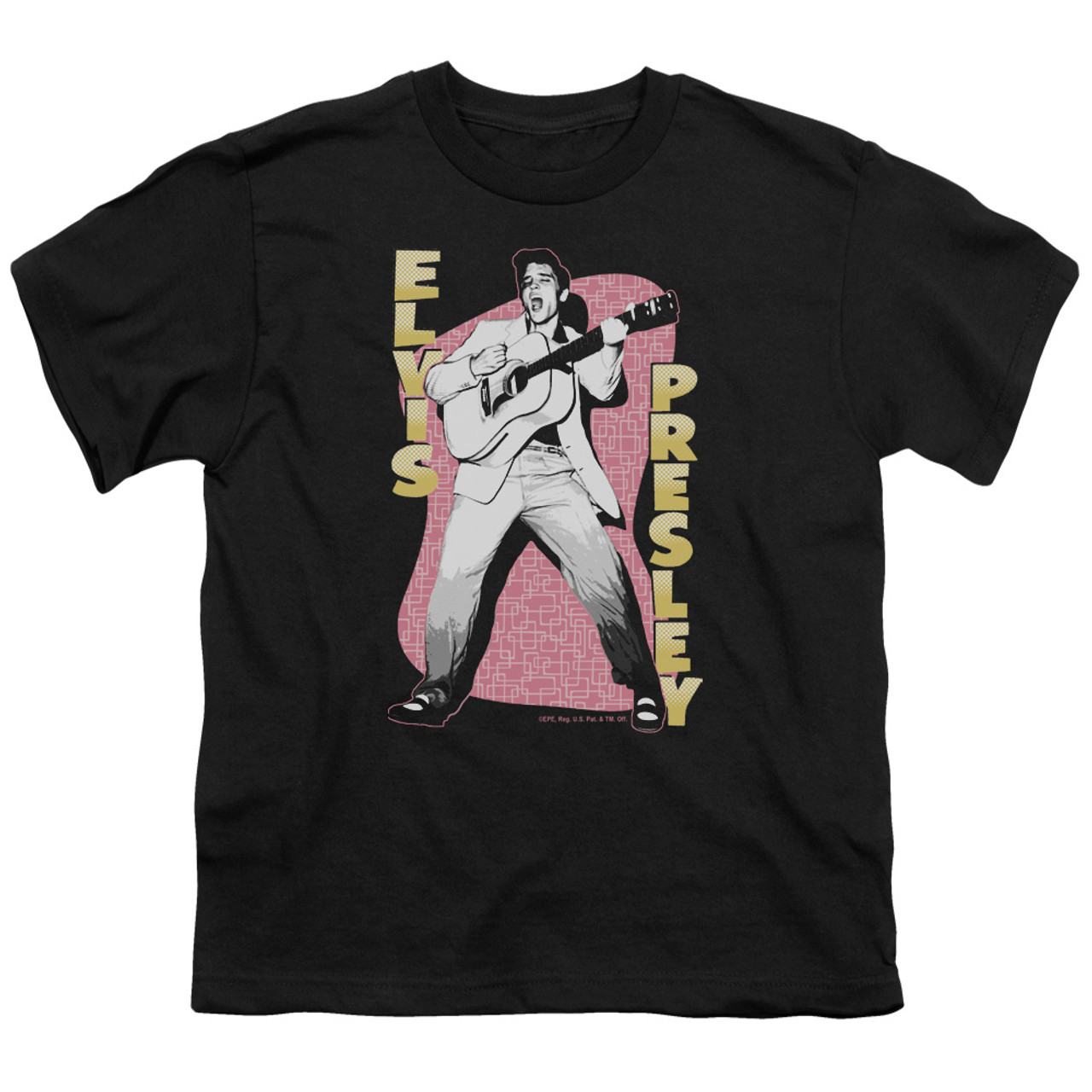 Elvis Presley Pink Rock Youth T-Shirt Black