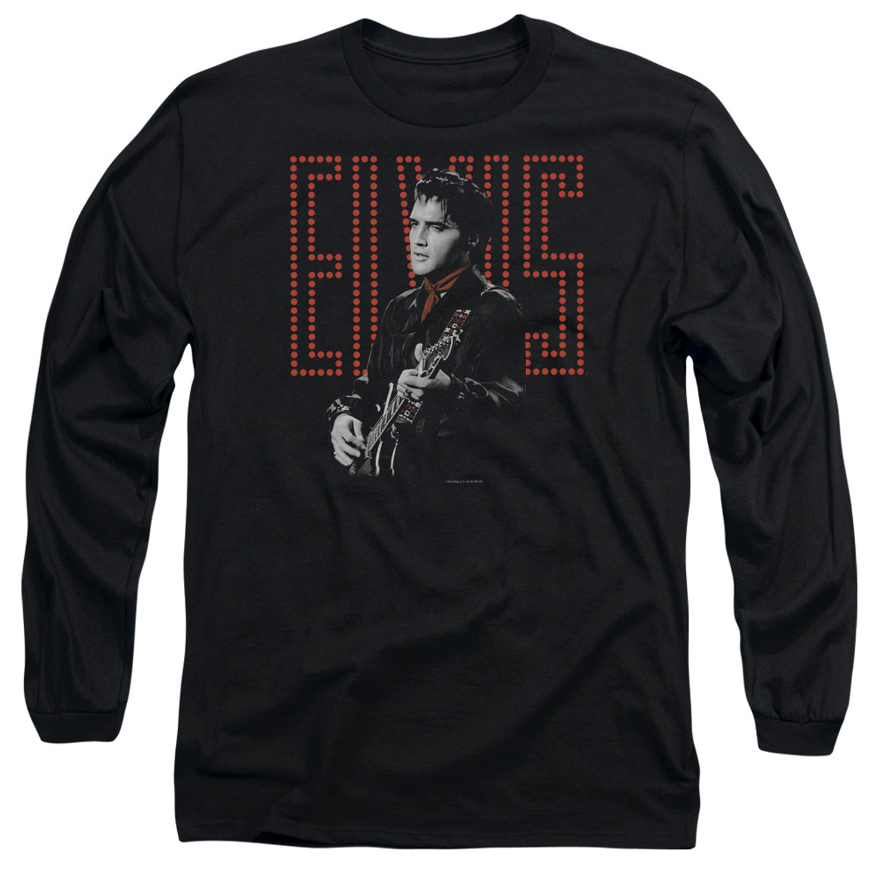 Elvis Presley Red Guitarman Adult Long Sleeve T-Shirt Black