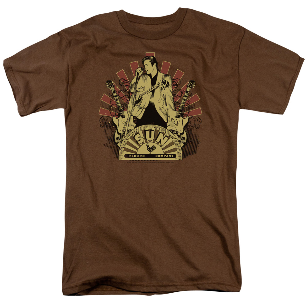 Sun Records Elvis Rising S/S Adult 18/1 T-Shirt Coffee